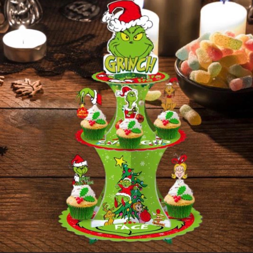 Grinch Christmas Cupcake Stand - Green